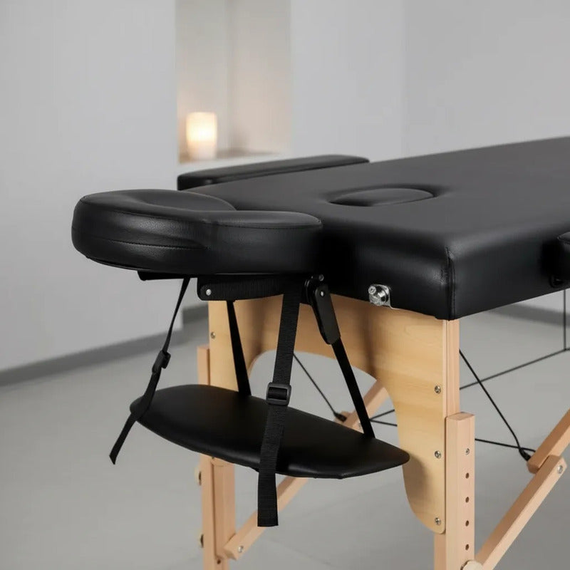 Cama Masaje Spa Portatil Reclinable Estuche Profesional Negro