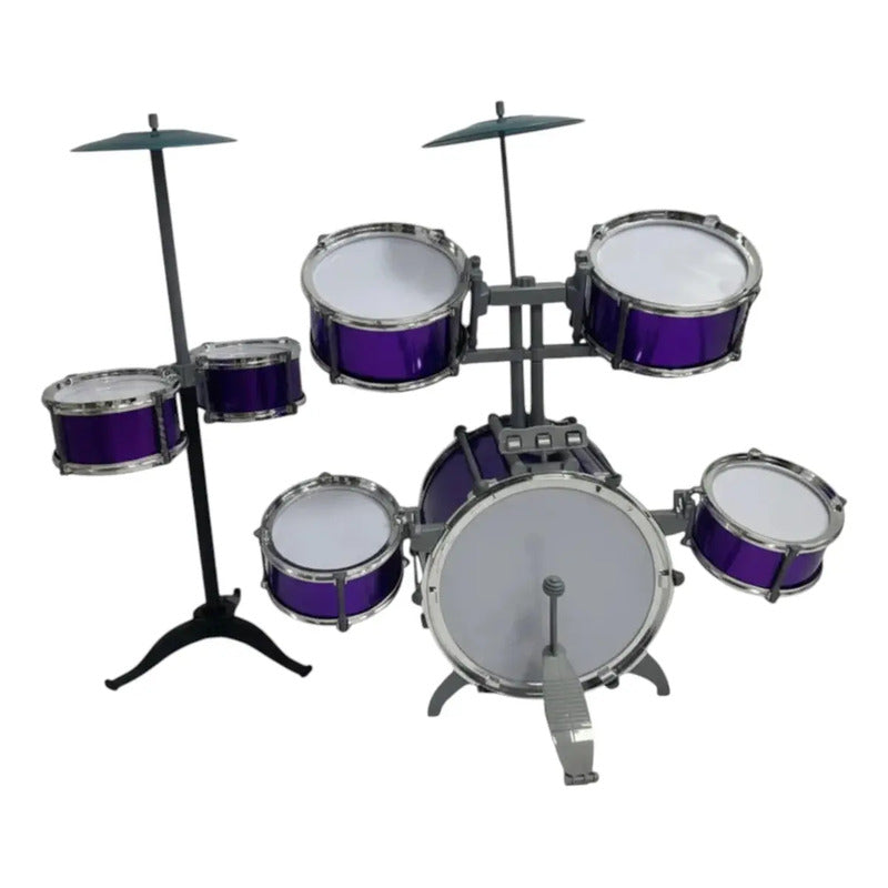 Set Batería Musical 7tambores + Silla Niños Percusión Hk8031 Color Morado