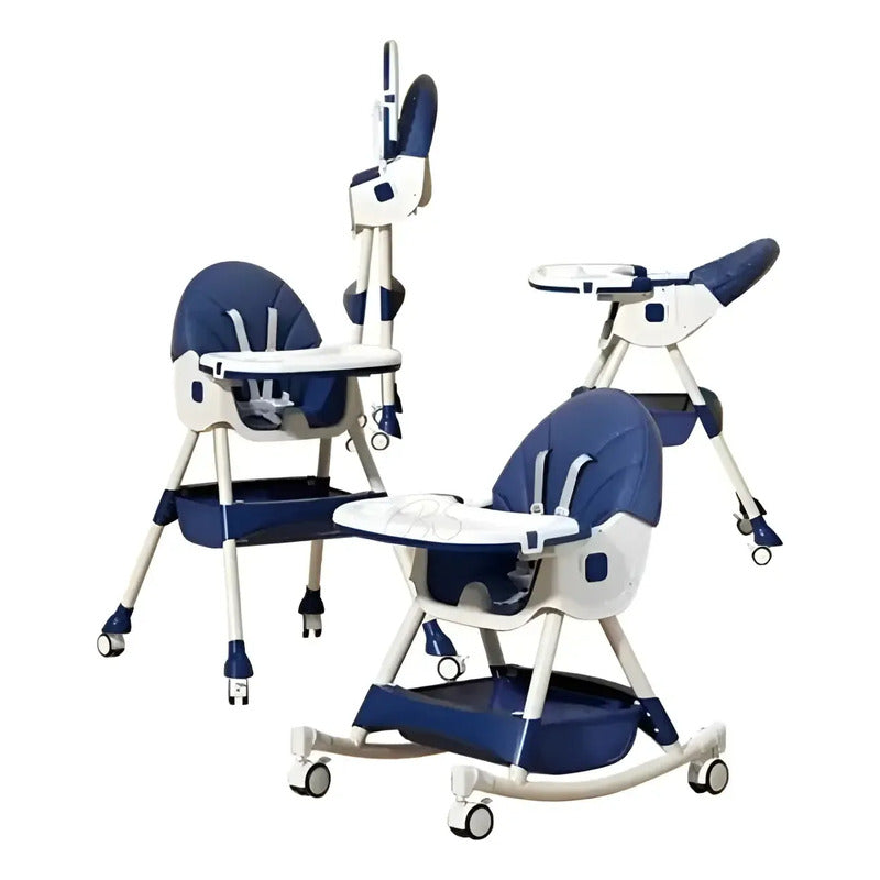 Silla Comedor Bebe Doble Altura Infantil Acolchado 4 En 1 Lisa Azul