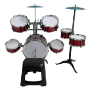 Set Batería Musical 7tambores + Silla Niños Percusión Hk8031 Color Rojo