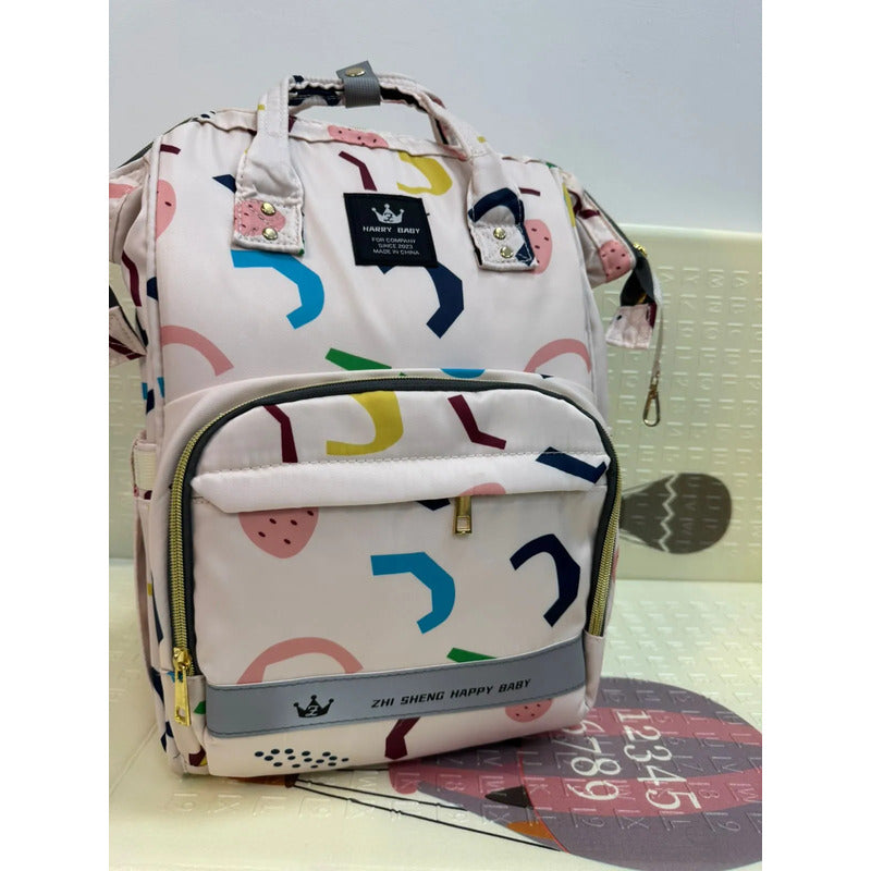 Bolso Pañalera Morral Moderno De Bebe Estampados 11519-13 Beige Colores