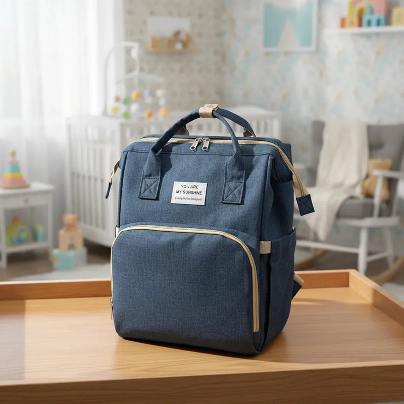 Pañalera Multifuncional Bebe Mochila Con Puerto Usb 10984-1 Azul Liso