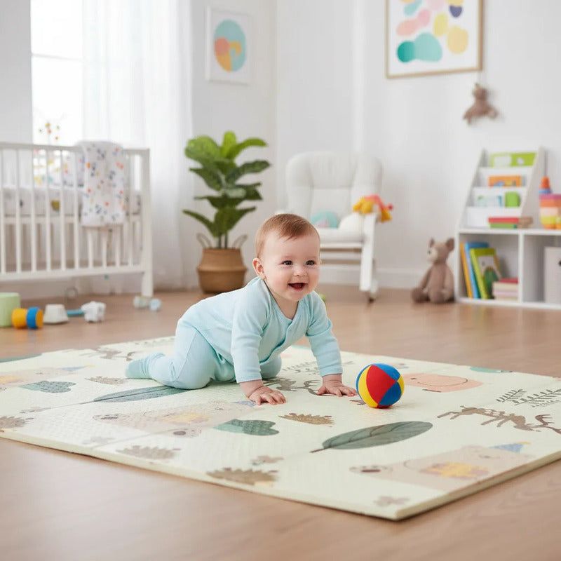 Tapete De Juego Plegable Gateo Bebé 200x180 Cm Doble Faz Elefante-pinguino
