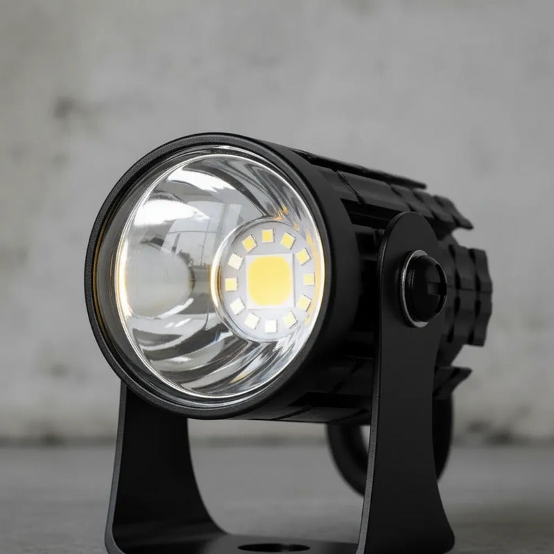 Kit Exploradoras Proyector Nitro Led Luz Bi Color Moto Carro Blanco-amarillo