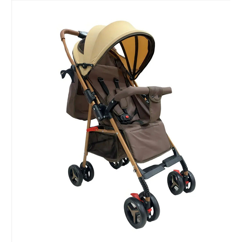 Coche Para Bebe Con Capota Expandible Fino Reversible 701-3 Color Marrón Chasis Ocre