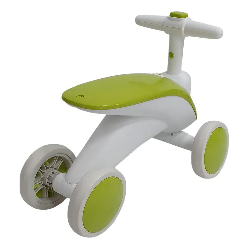 Carrito Montable Impulso De Niñas Y Niños Luces Y Sonidos Color Verde-blanco