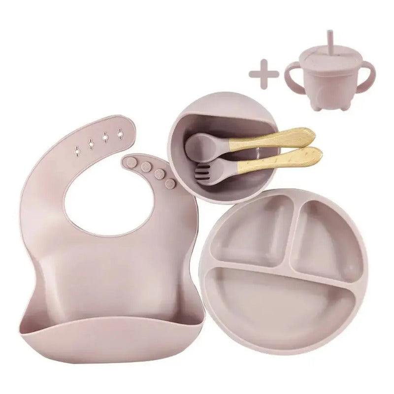 Set 7 Piezas Vajilla Silicona Para Bebé Colores Surtidos