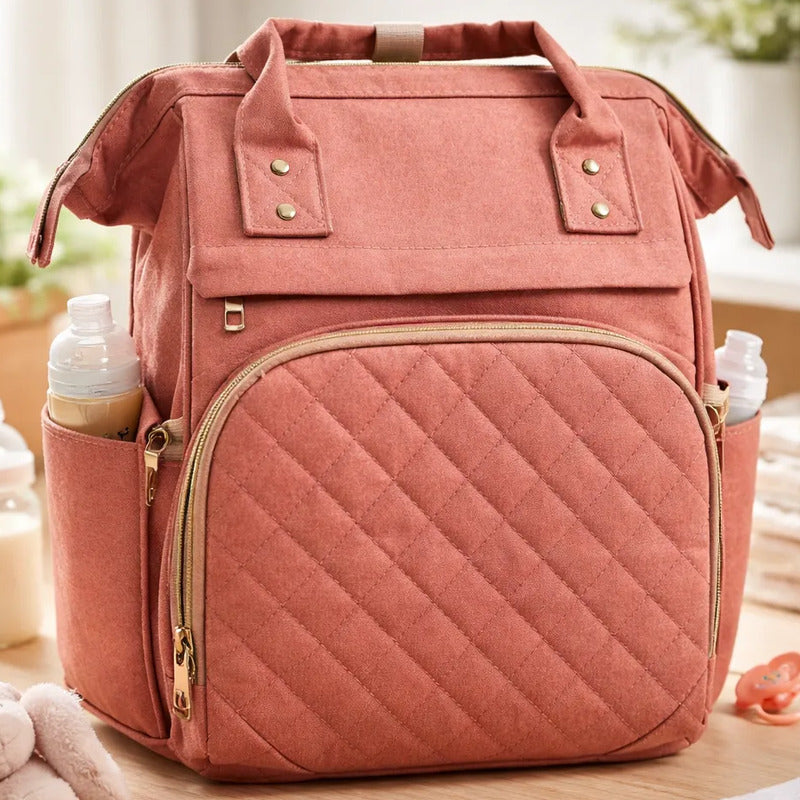 Bolso Pañalera Morral Moderno De Bebe 11519-14 Coral Lisa