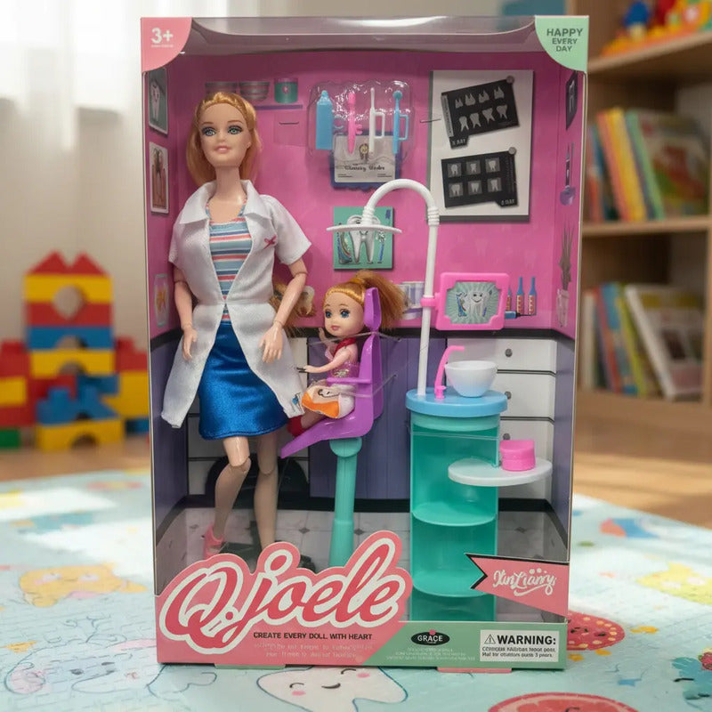 Muñeca Odontóloga Con Accesorios Y Bebe Paciente K153-1