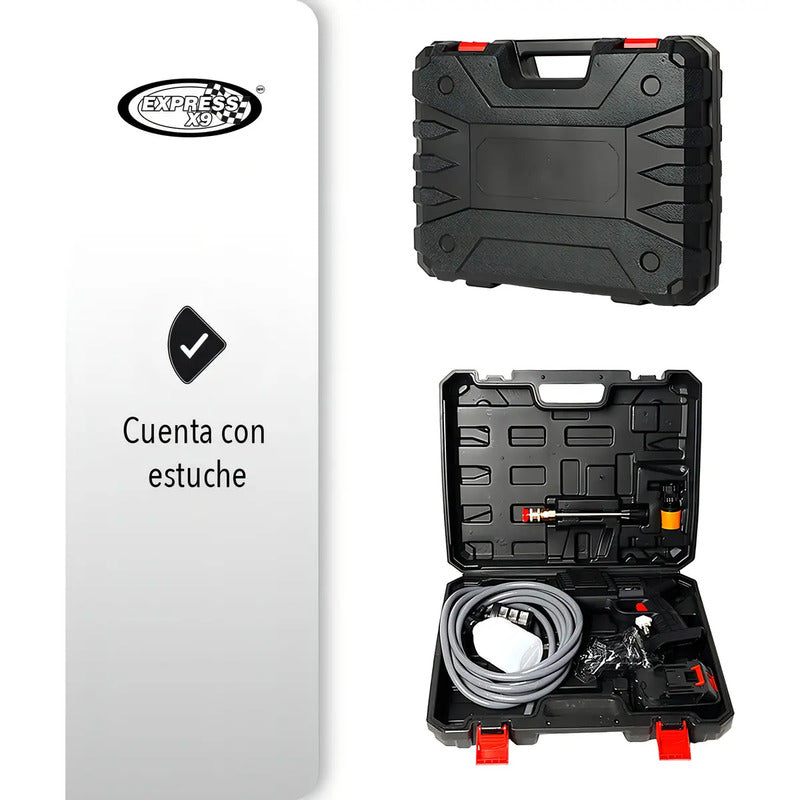 Hidrolavadora Inalámbrica Portátil Recargable Maletin Jh003 Color Negro 24v