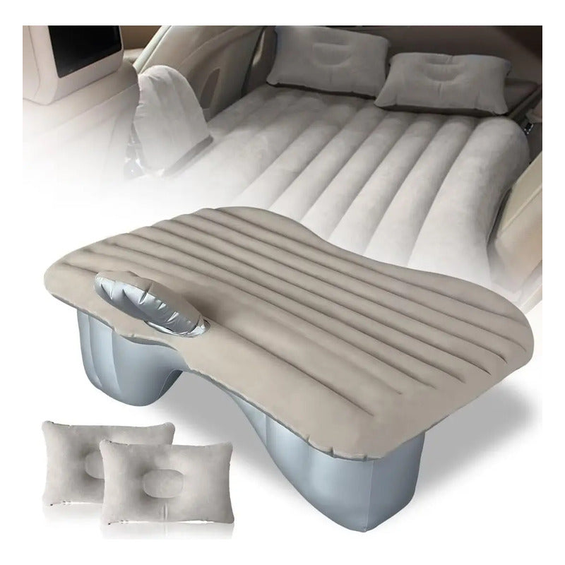 Colchon Inflable Para Carro Automovil Cama De Aire Viajes Gris