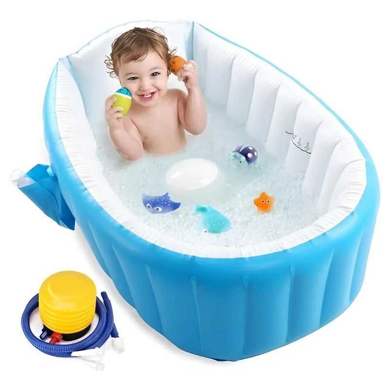 Tina Bañera Inflable Para Bebés Baby Bath Color Azul