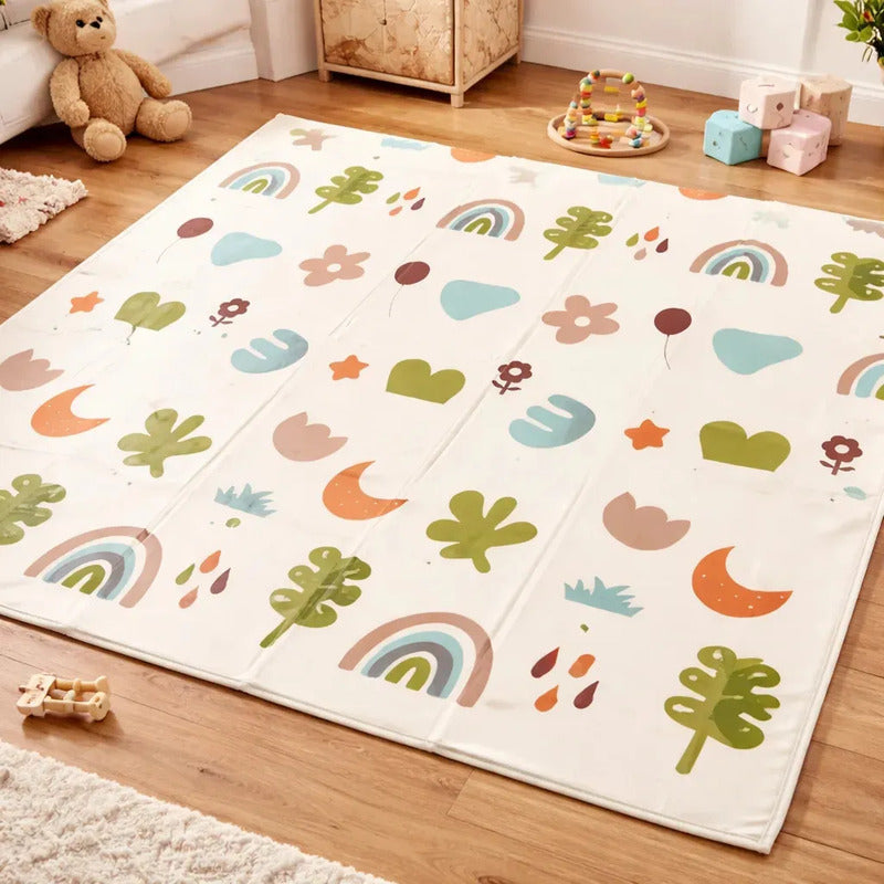 Tapete De Juego Plegable Gateo Bebé 200x180 Cm Doble Faz Luna-hoja
