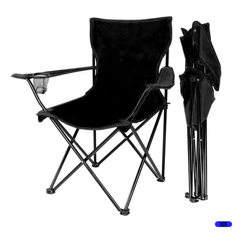 Silla Plegable Y Portátil Para Campamento, Playa Color Negro