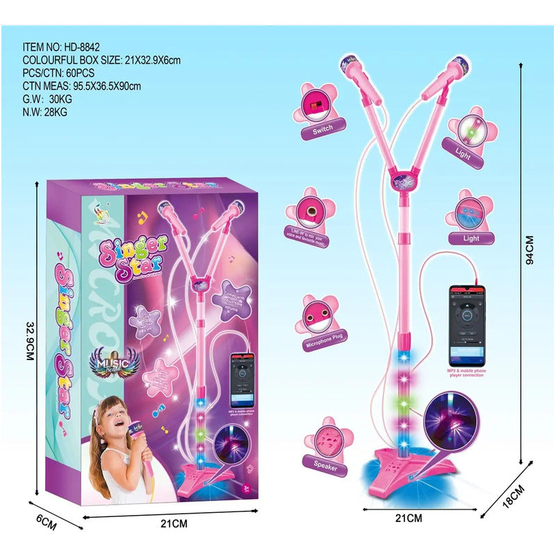 Micrófono Karaoke Q7 - Bluetooth Parlante Portatil  Fucsia