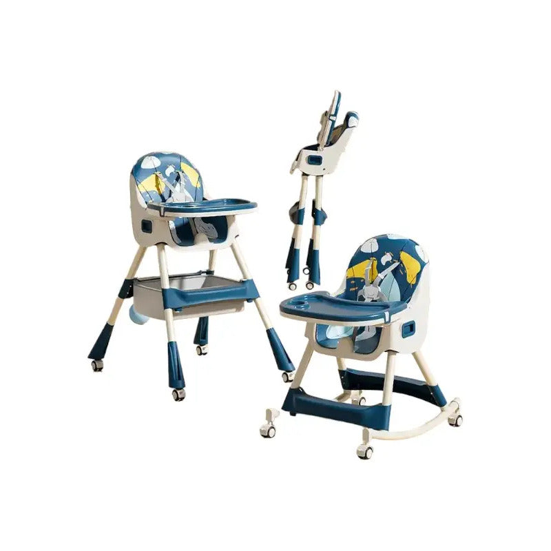 Silla De Comer Para Bebé 2 En 1 Mecedora Niños Azul
