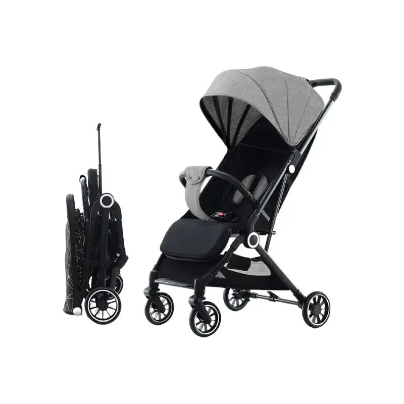 Coche Paseador Para Bebe Tipo Maleta + Toldillo X5 Gris Negro