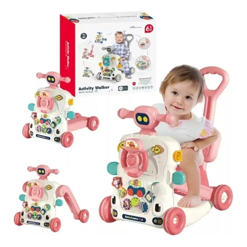 Andadera Caminador Kidshop 6en1 Mesa Y Actividades He0831 Color Rosa