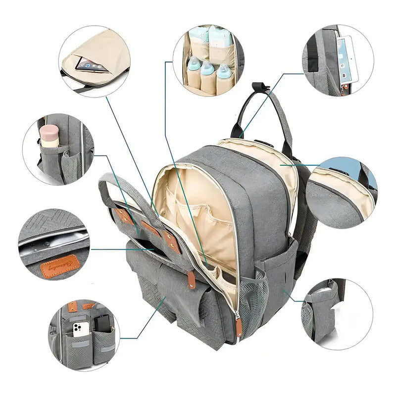 Pañalera Bolso Materno Multifuncional Cambiador  Ld2204