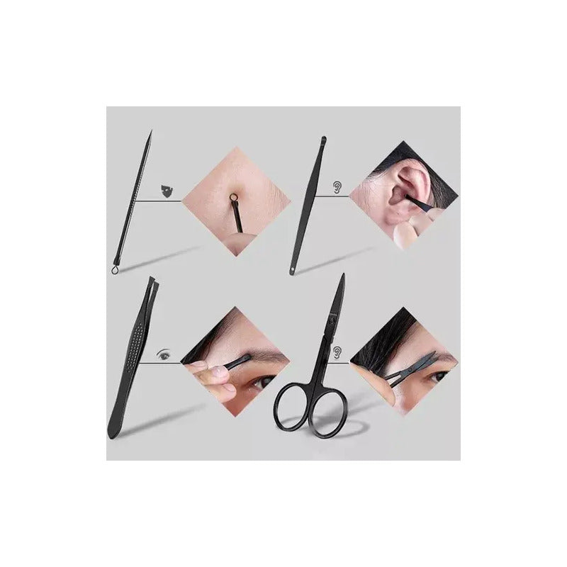 Kit Manicure Con Estuche De Lujo En Acero X 10 Pcs