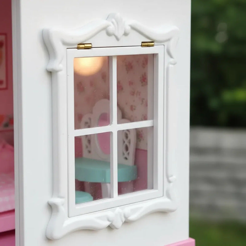 Casa De Muñecas Infantil Con Cocina, Sala Y Dormitorio X1257 Rosa