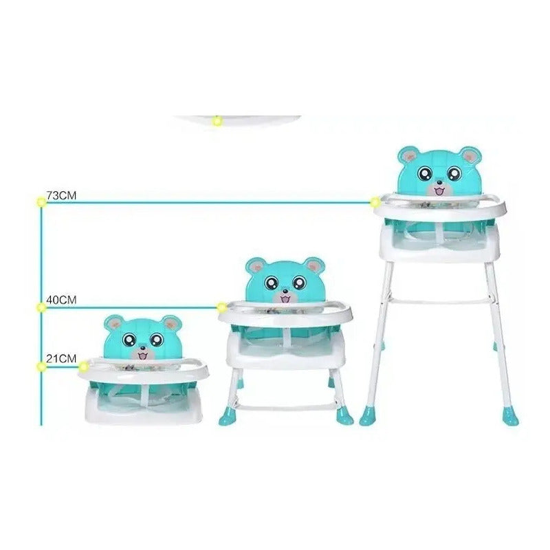 Silla Comedor Para Bebe Portátil Niños 4 En 1 Color Azul Liso