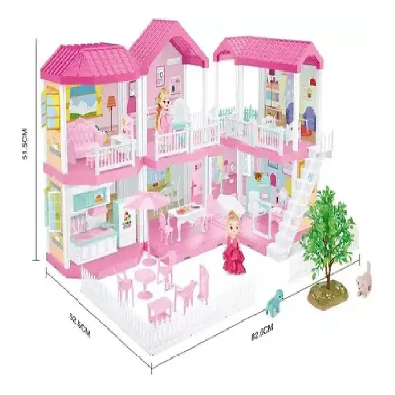 Casa De Muñecas Infantil Cocina Y Comedor, Patio Pretty Rosado