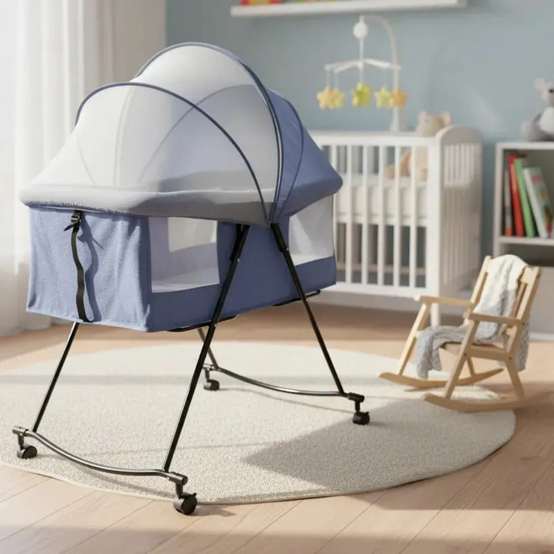 Cama Cuna Mecedora Para Bebé Portátil C118 Azul