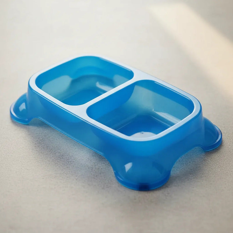 Comedero Para Perros Patitas Doble Pl2-az