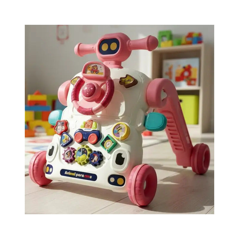 Andadera Caminador Kidshop 5 En 1 Mesa Y Actividades He0830 Color Rosado