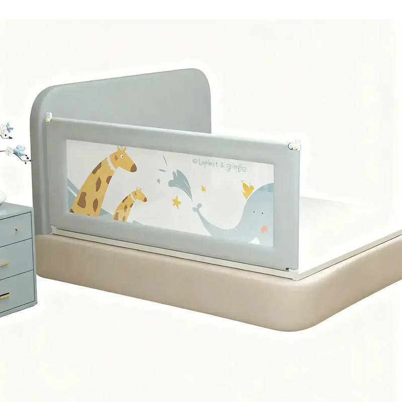 Barandilla Protector De Cama Bebe Infantil Seguridad 2/1.9 Gris Jirafa -elefante