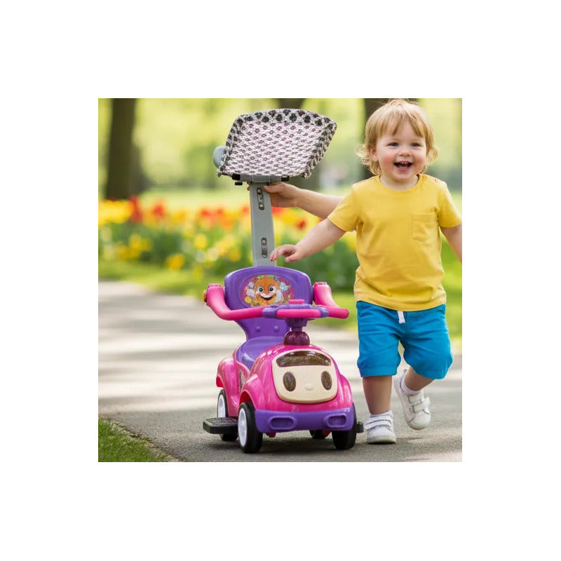 Carro Montable De Impulso Para Niños Musical J-bc8302p-az Rosa Claro