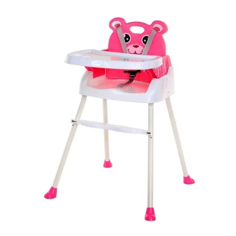 Silla Comedor Osito 4 En 1 Modelo 2024 Rosa Liso Ajustable Portátil