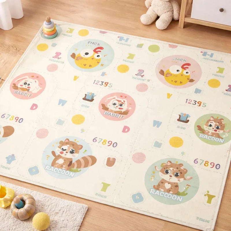Tapete De Juego Plegable Gateo Bebé 200x180 Cm Doble Faz Pollito-osito