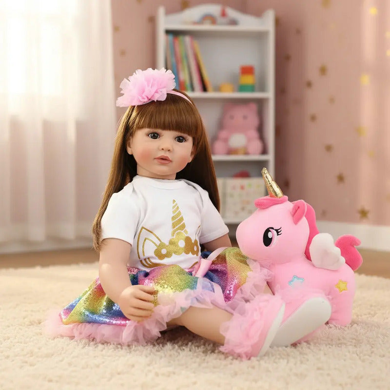 Bebe Aspecto Realista Silicona + Accesorios Unicornio