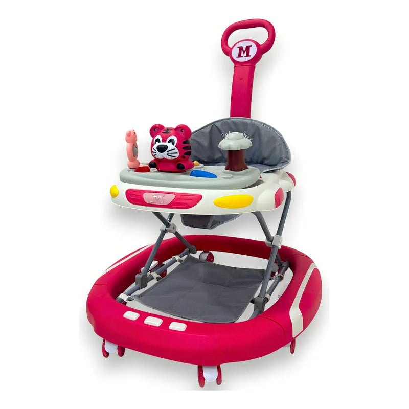 Caminador Mecedora Guia Musical Bebe Tapete Saltarin Tigre Color Rojo