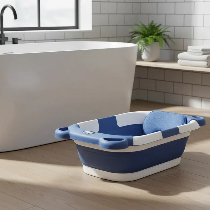 Bañera Plegable Portátil Con Termómetro Y Cojín Malla 6868