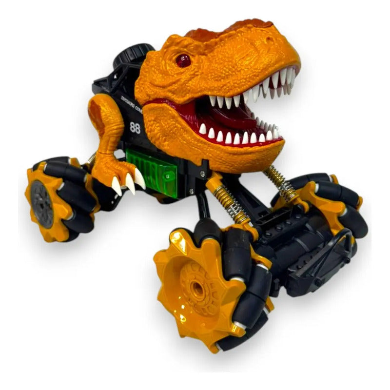 Carro Dinosaurio Control Remoto Humo Luces Música Color Naranja