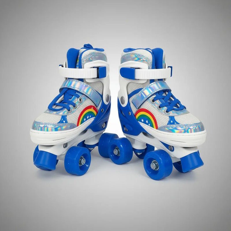 Patines Ajustable Con Luz Y Diseño De Arcoíris Niños Pt-03