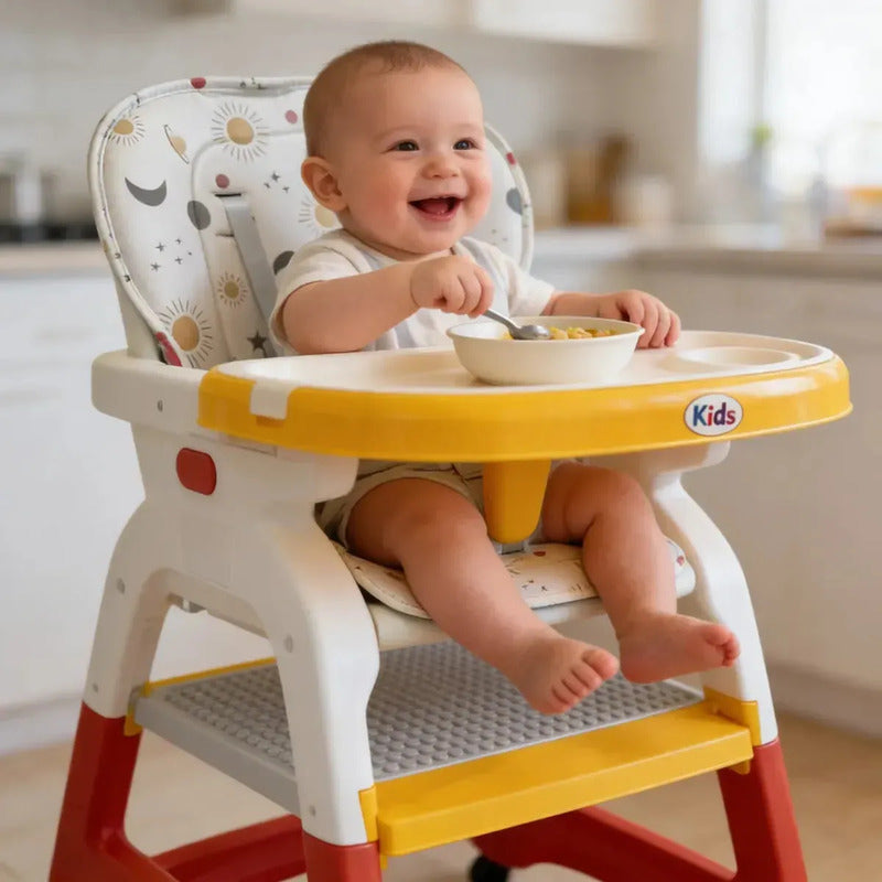 Silla Comedor Escritorio Multifuncional 3 En 1 Bebes O Niños Amarillo