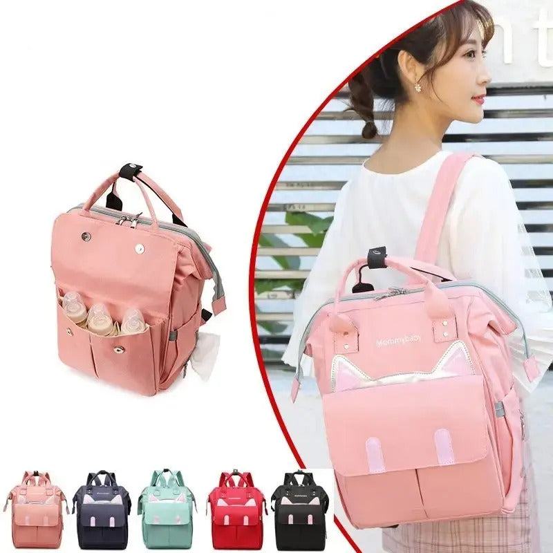 Bolso Pañalera Multifuncional Bebe Mochila Gatico Ref 1403