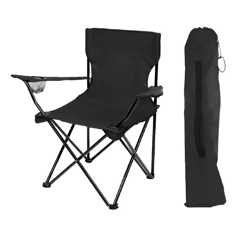 Silla Plegable Y Portátil Para Campamento, Playa Color Negro