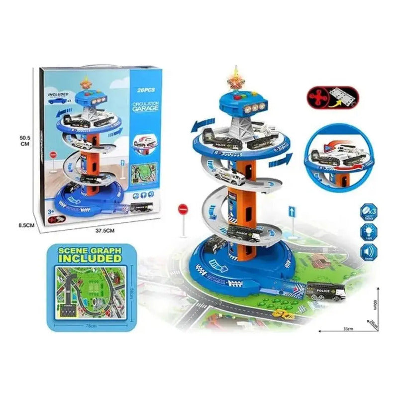 Pista De Carros Police +sonidos Y Luces Pc-3715-1 Color Azul