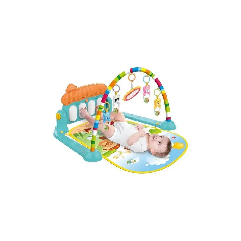 Gimnasio Piano Manta Con Sonajeros Para Bebes Y Con Sonidos Color Celeste Expreso Polar