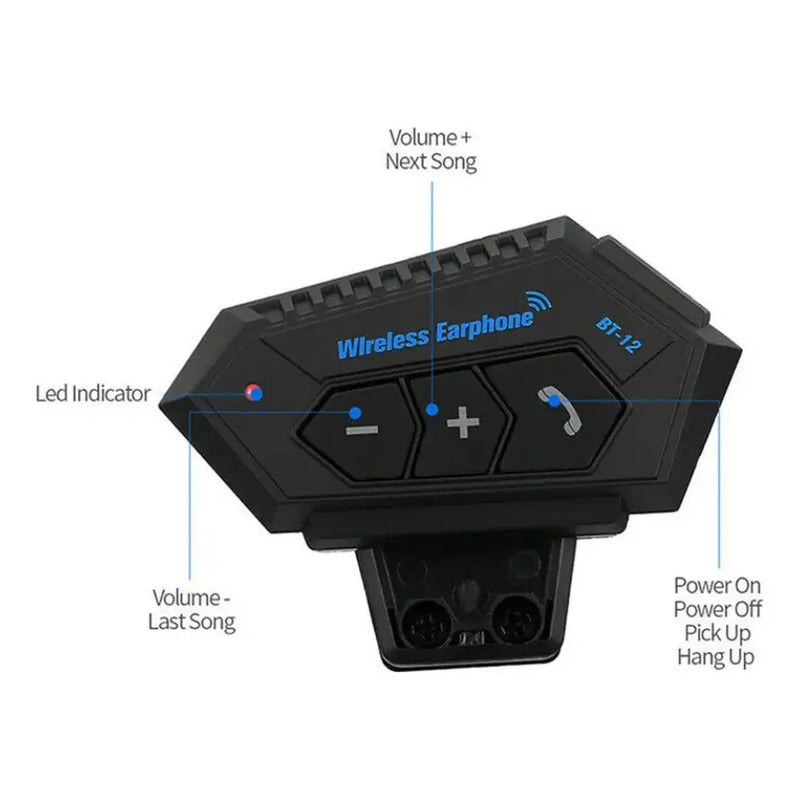 Intercomunicador Auriculares Casco Bluetooh Bt12 Moto Musica Sikeo Color Negro