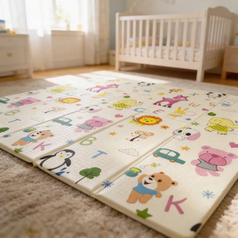 Tapete De Juego Plegable Gateo Bebé 200x180 Cm Doble Faz Pollito-osito