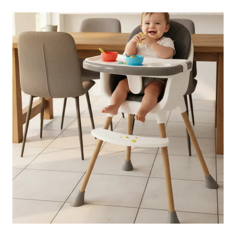 Silla De Comer Para Bebé Kidshop Doble Bandeja 45138 Liso Gris