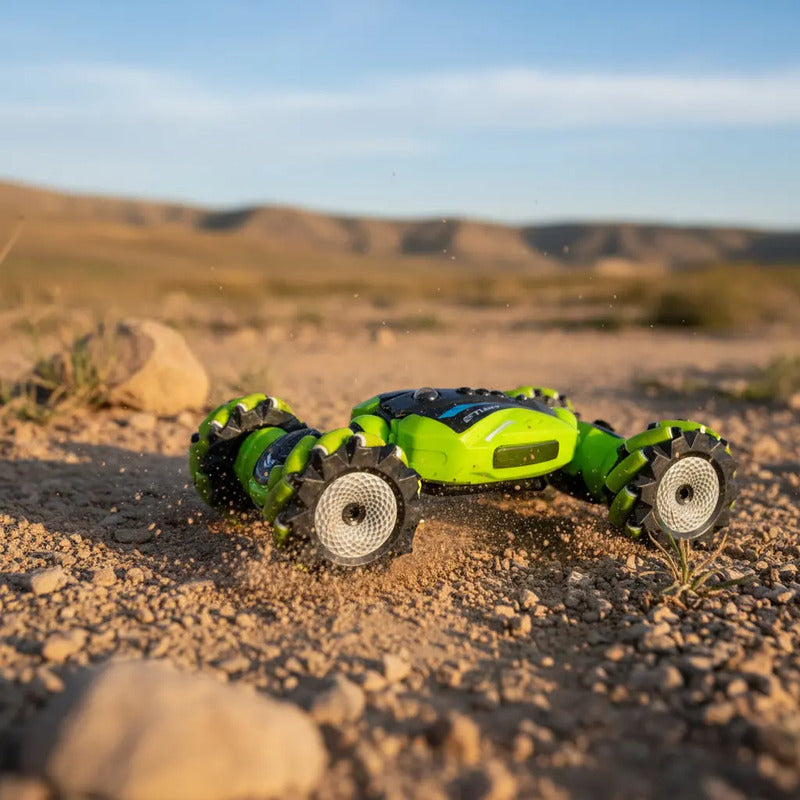 Vehículo De Juguete Twister Stunt Car 360 Con Control Por Sensor Y Giro Verde