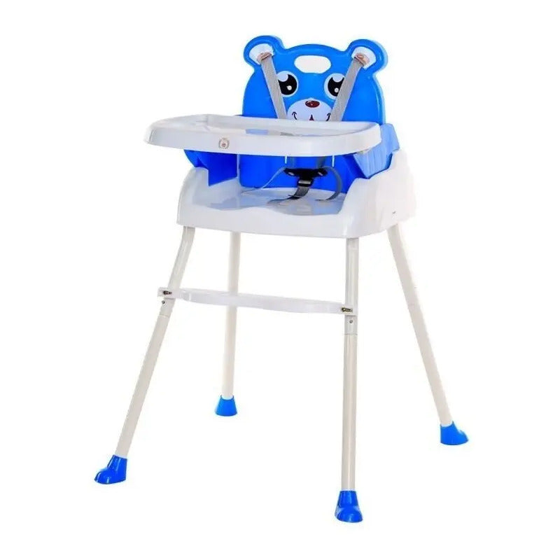 Silla Comedor Para Bebe Portátil Niños 4 En 1 Color Azul Liso