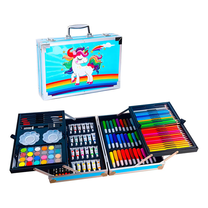Set Kit De Colores Arte Infantil 145 Piezas Azul